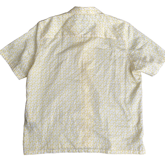 TED BAKER Tiser Geo Short Sleeve Cotton Button up Shirt Yellow 7 3XL - Picture 6 of 7